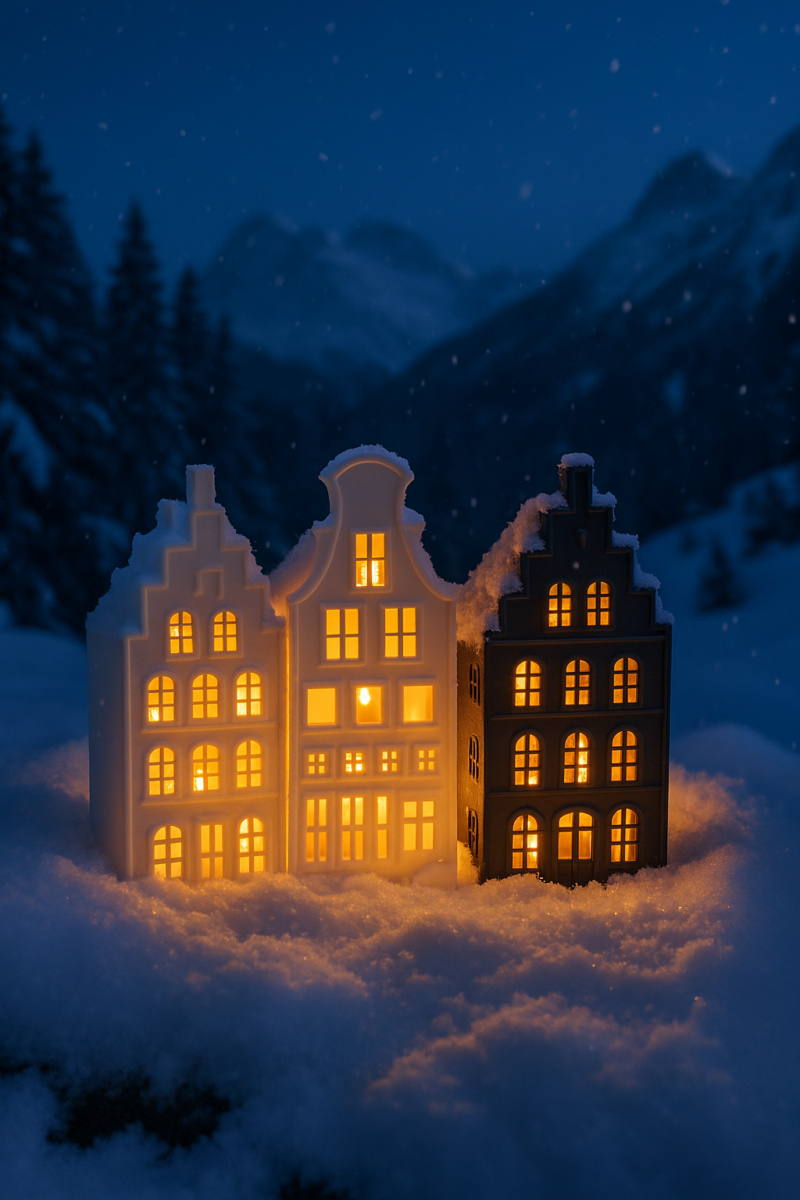 Kersthuisje voor electrische kaarsverlichting