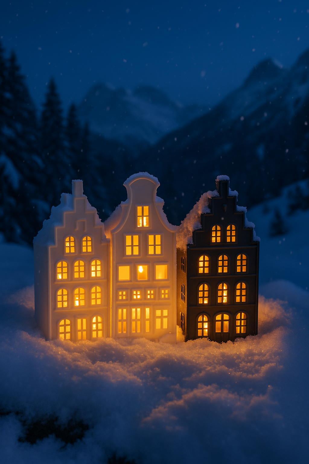 Kersthuisje voor electrische kaarsverlichting - Afbeelding 1